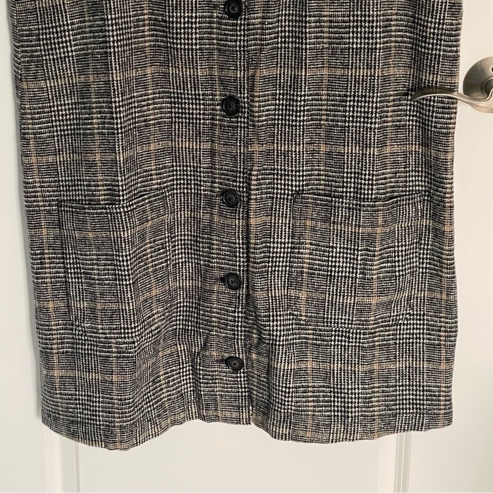 New! American Eagle Black/Tan Plaid Button Front Vest Mini Dress NWT - 35589 - Picture 6 of 14